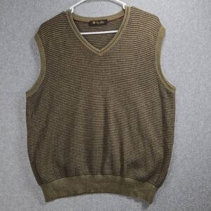 Loro Piana Cashmere Vest Sweater size 42 Large Rib Knit V Neck